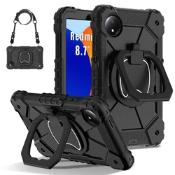 Shockproof Silicone-PC Tablet Stand Cover with Shoulder Straps for Mi POCO PAD 12.1 (Black)