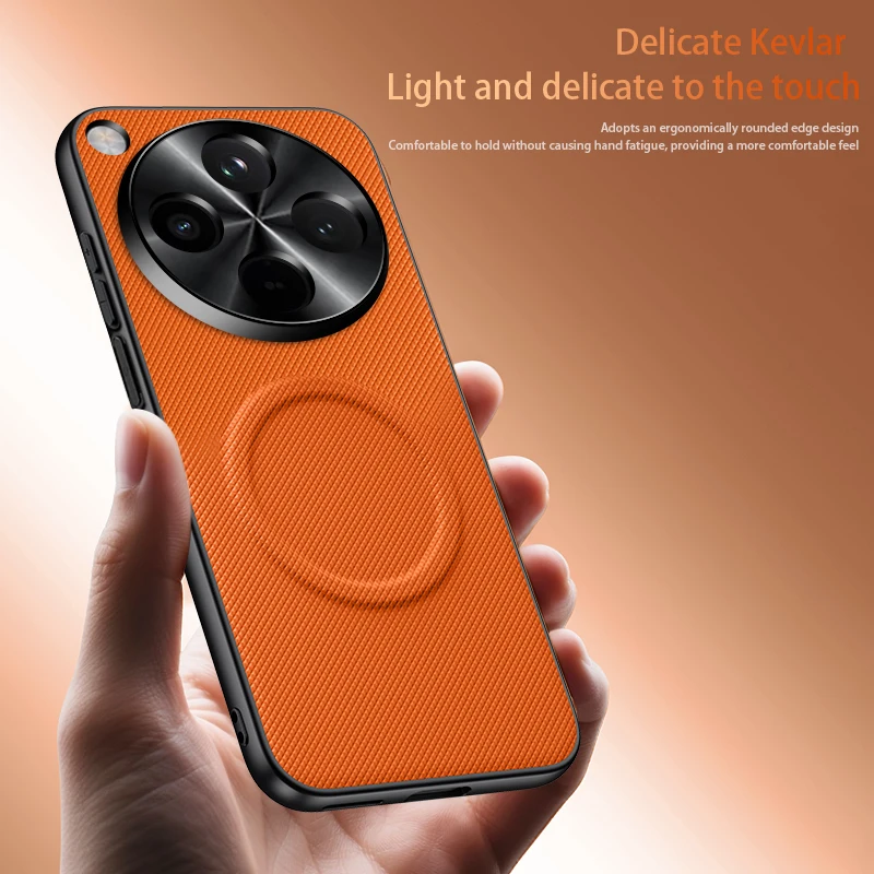 Magnetic Shockproof Matte Leather Case with Metal Lens Frame and Bumper Protection