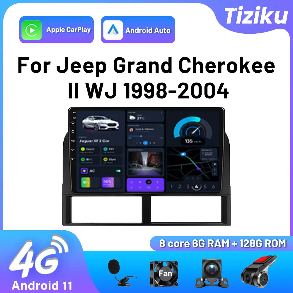 

Автомобильный радиоприемник 2 Din Android 11 для Jeep Grand Cherokee II WJ 1998-2004 GPS-навигация мультимедийный плеер беспроводной Carplay автомобильный хост 4G
