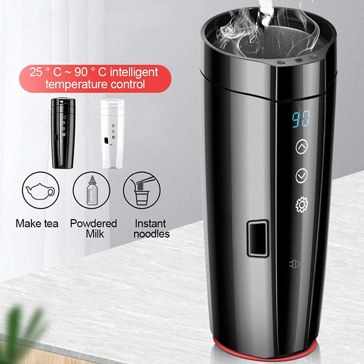 Car Coffee Maker Heating Travel Heated Thermos Mug Anti-scalding 12V