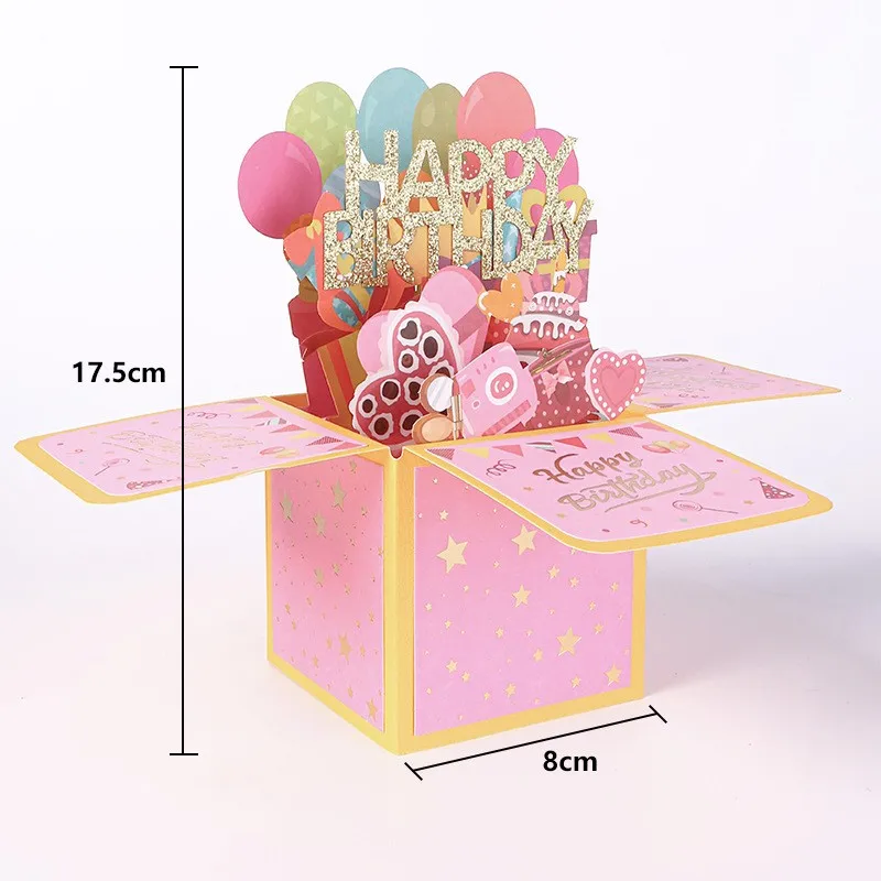 1PC 3D Pop Up Greeting Cards Birthday Postcard Box Bouquet Flower Greeting Cards Thank You Girlfriend Teacher Mother's Day Gift greeting cards