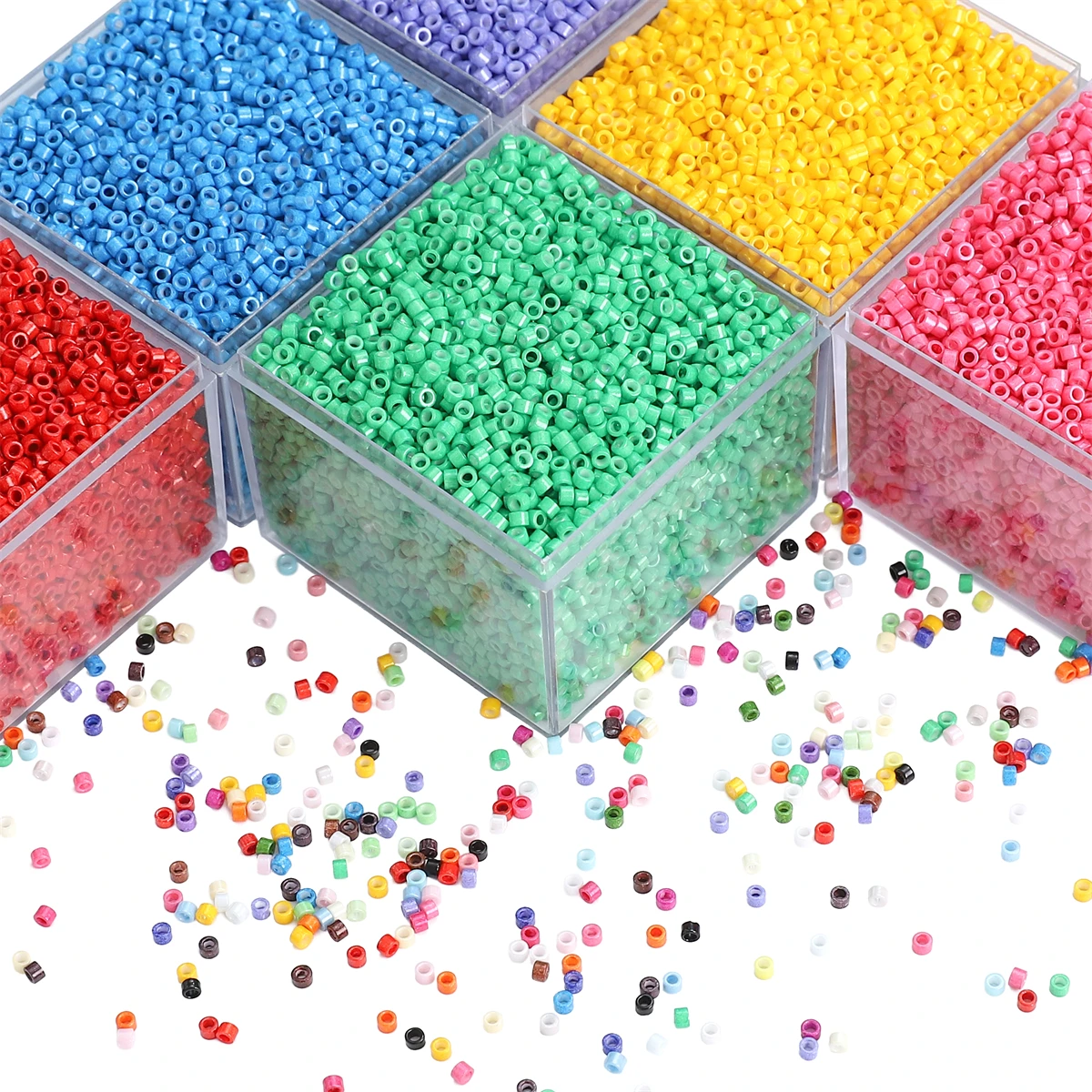 Stone beads about 1940 pcs domestic glass rice oil painting antique loose handmade DIY making jewelry