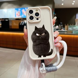 Charming Black Cat Soft Lanyard Rope Phone Case Cover for Redmi Note 12 5G (5)