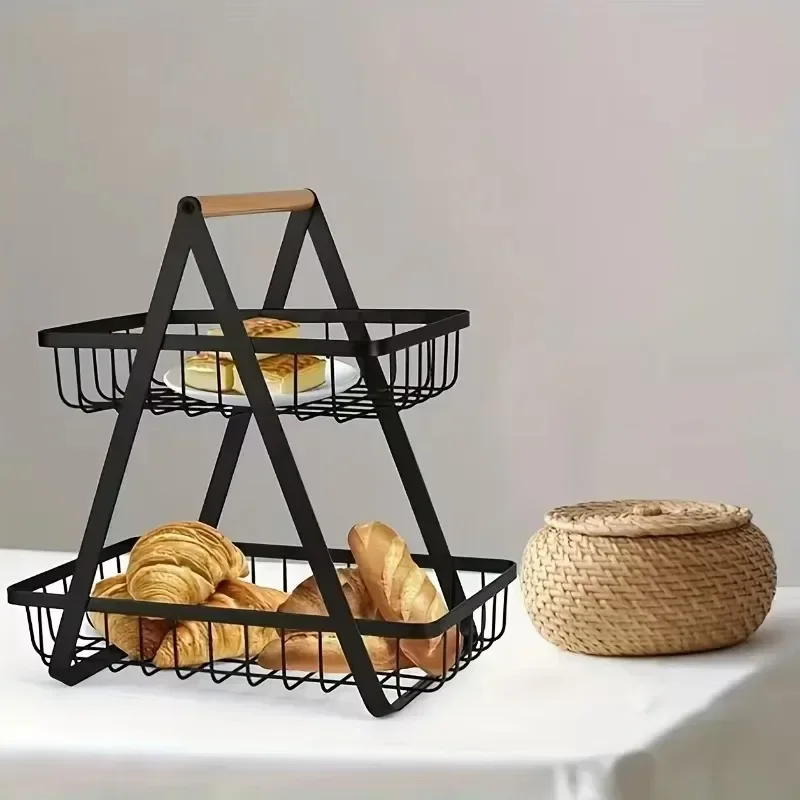 2-Tier Kitchen Organizer Fruit Basket Vegetable Basket Bathroom Cosmetic Removable Stand Storage Shelf Kitchen Storage Rack 5