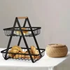 2-Tier Kitchen Organizer Fruit Basket Vegetable Basket Bathroom Cosmetic Removable Stand Storage Shelf Kitchen Storage Rack 5