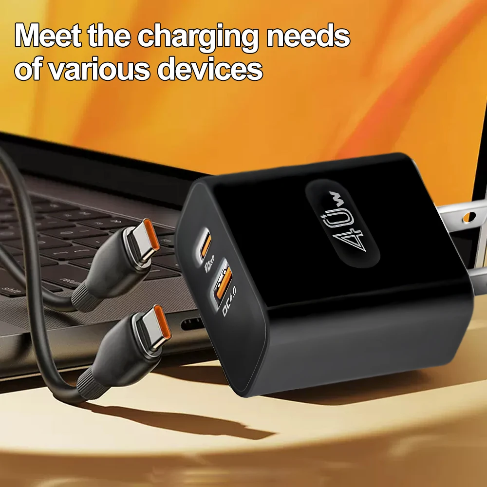 USB C Charger 40W Fast Charging Charger 2Ports Type C Mobile Phone Charger PD Power Adapter for Samsung Xiaomi for iPhone QC3.0