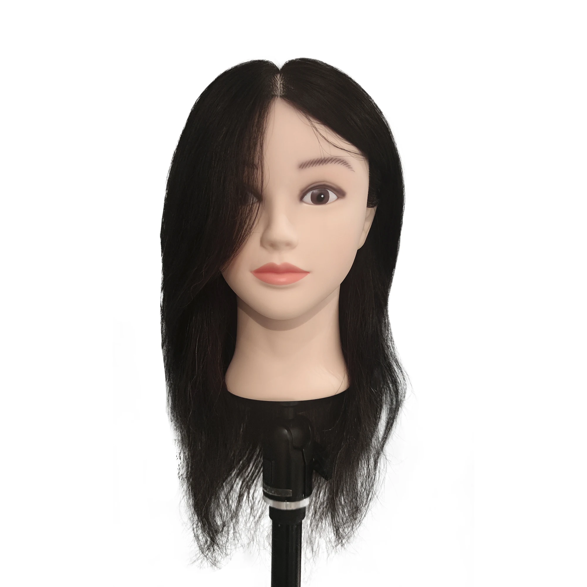 

Mannequin-Head 40CM 100% Human Hair Black Training Head Female Hairdressing Practice Training Doll Head Mannequin Wig Head