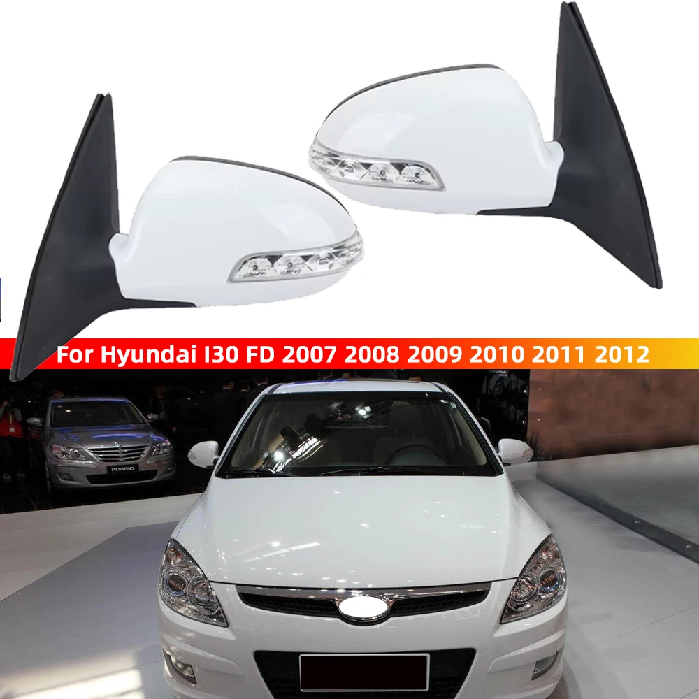 For Hyundai I30 FD 2007 2008 2009 2010 2011 2012 White Primer Rearview Mirror Car Accessories 5 Pins Rearview Mirror Assembly 1