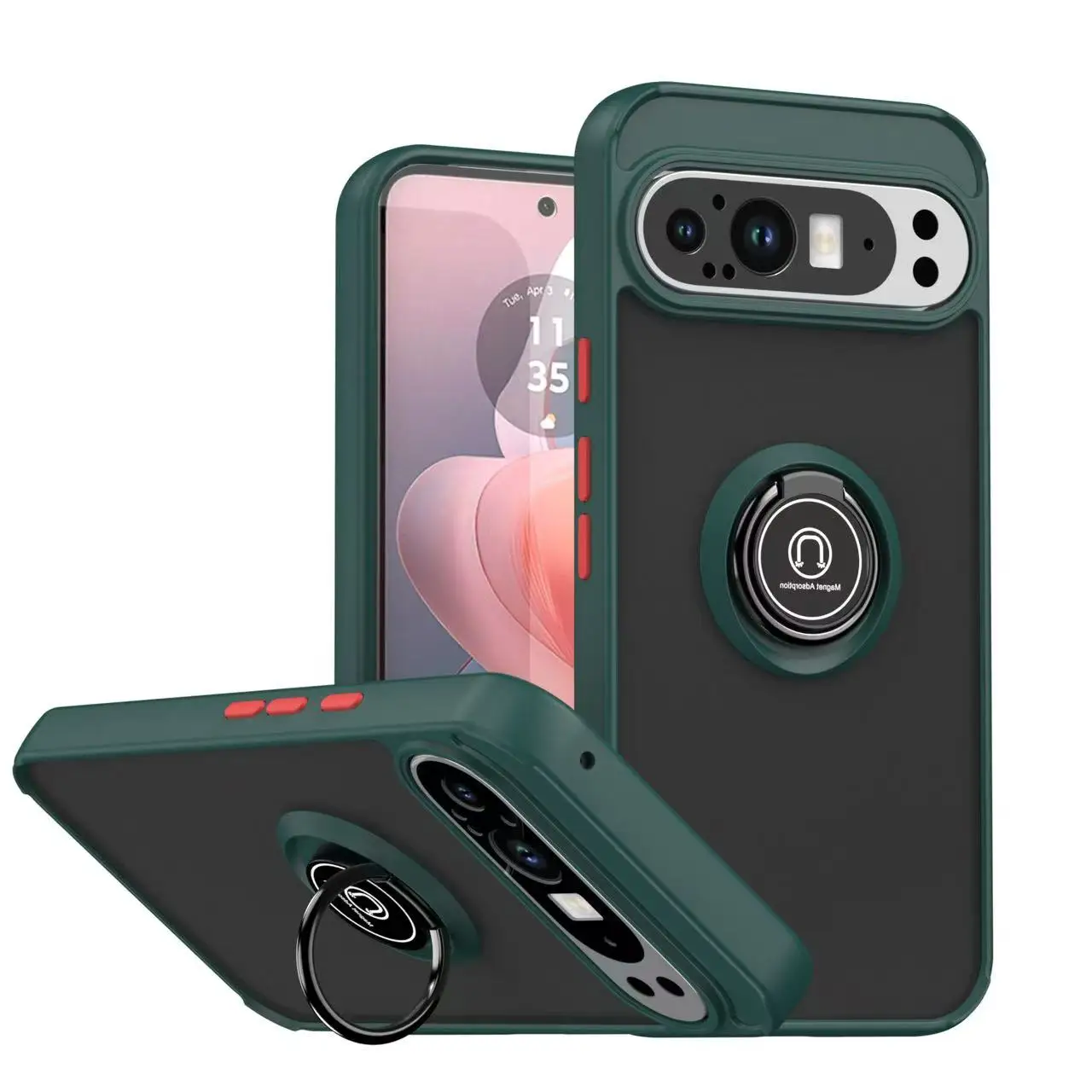 Armor Matte Car Magnetic Cover with Ring Stand - Shockproof Case