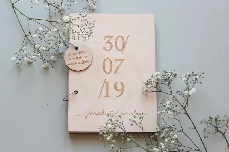 Guestbook, Wooden Guestbook, Simple Guestbook Modern Polaroid Minimal Wedding Guest Book