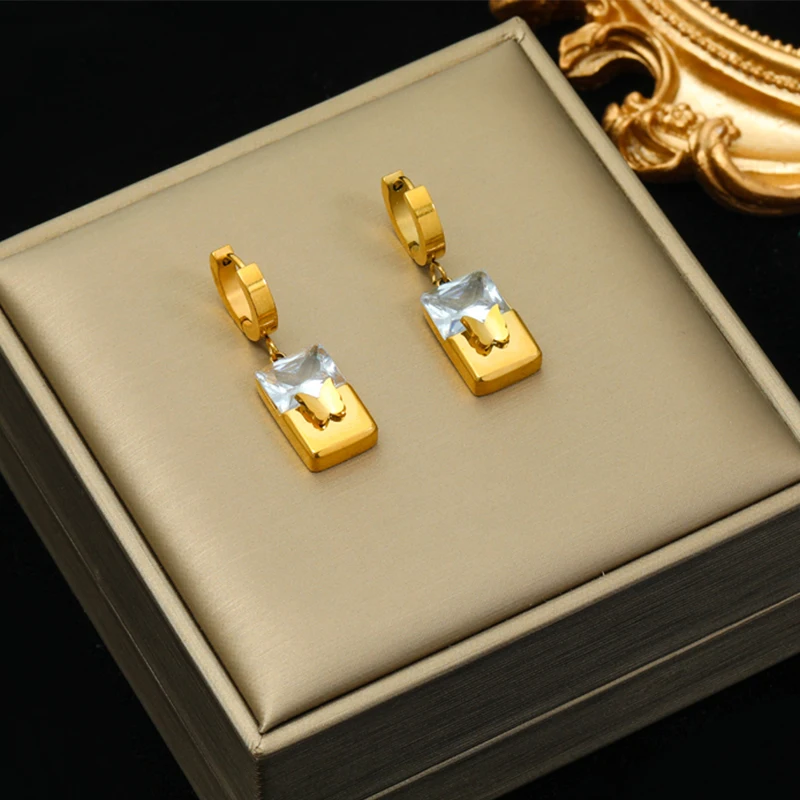 EILIECK 316L Stainless Steel Heart Stone Crystal Pearl Earrings For Women Girl Fashion New Waterproof Ear Jewelry Gift Party