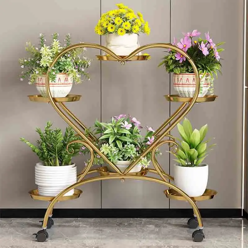 Metal Plant Stand 6 Pots Flower Pot Display Rack Planter Shelves Indoor Storage Shelf For Home Balcony Living Room Patio Garden