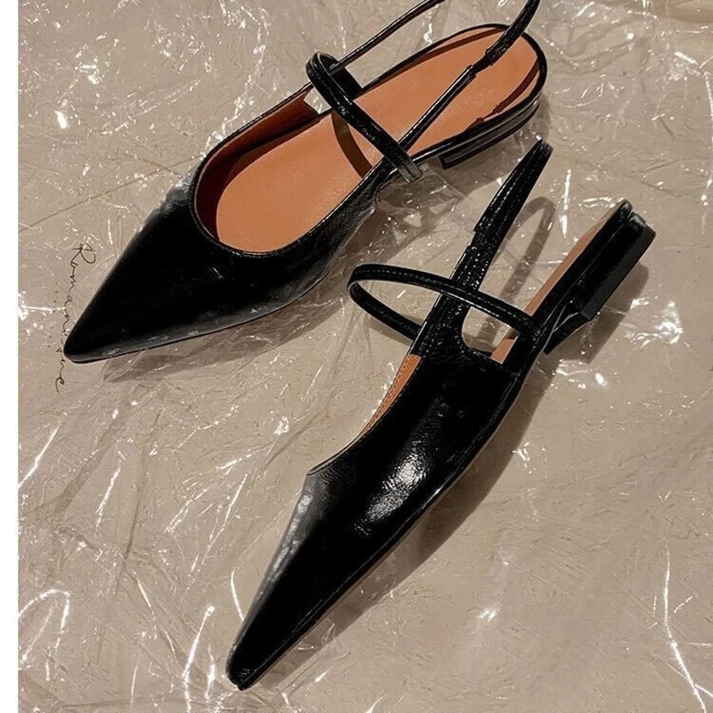 pointed toe gold leather flat sandals women slingback summer shoes narrow band gladiator sandalias sexy ladies party shoes