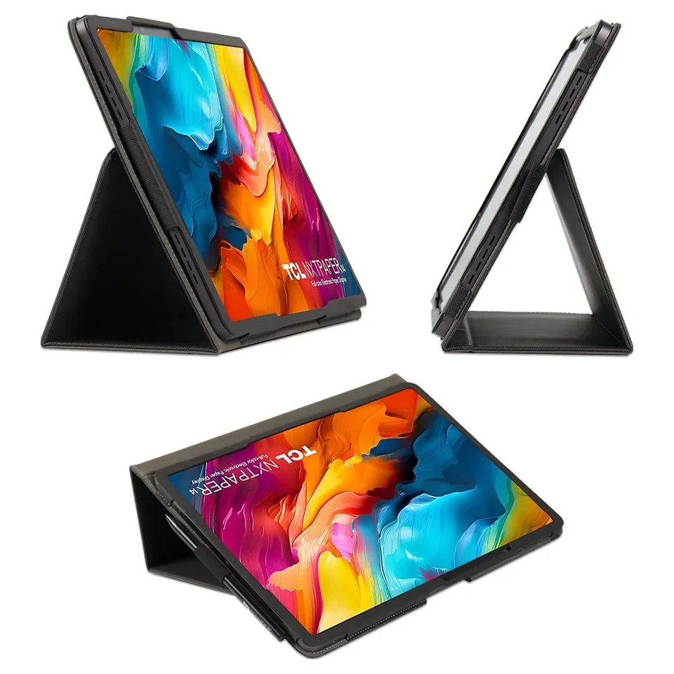 Custodia In Pelle Con Supporto Per TCL NXTPAPER 14 Pro (14 Pollici) - Funzione Standby/Sonno - Nero