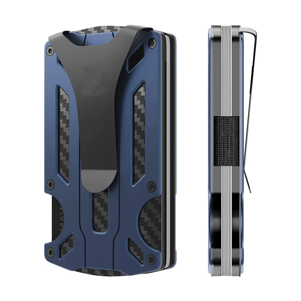 Men's Carbon Fiber Tactical Wallet with RFID-Blocking and Slim Aluminum Design