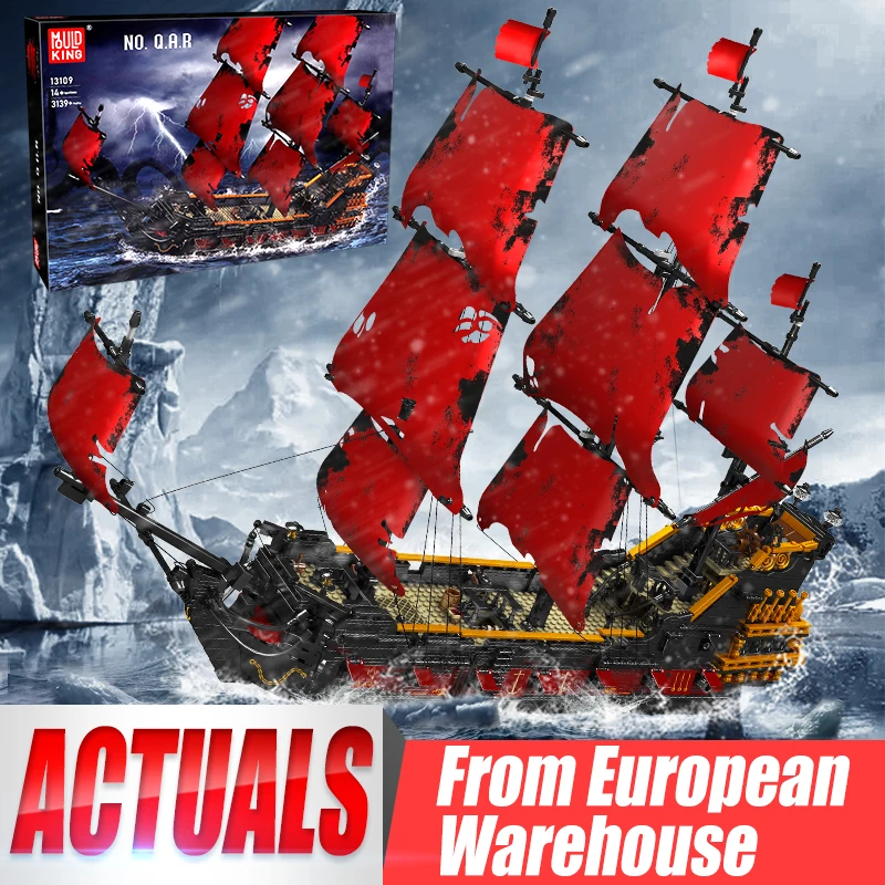 Mold King Ideas Pirate Ship Queen Revenges Pirate Ship Building Blocks Red Pearl Ship Bricks Model Toys Regali Di Natale Per Bambini