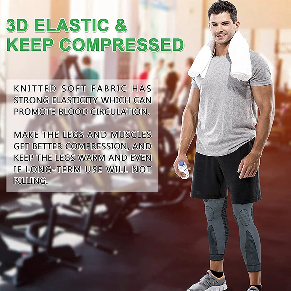 Compression Knee Brace Fashion Anti-slip Elasticity Long Knee Protector Leg Sleeve Calf Knee Support Full Leg Warm Sport Kneepads