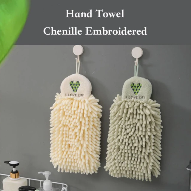 Chenille Hand Towels Kitchen Bathroom Hand Towel Ball with Hanging Loops  Quick Dry Soft Absorbent Microfiber Towels - AliExpress