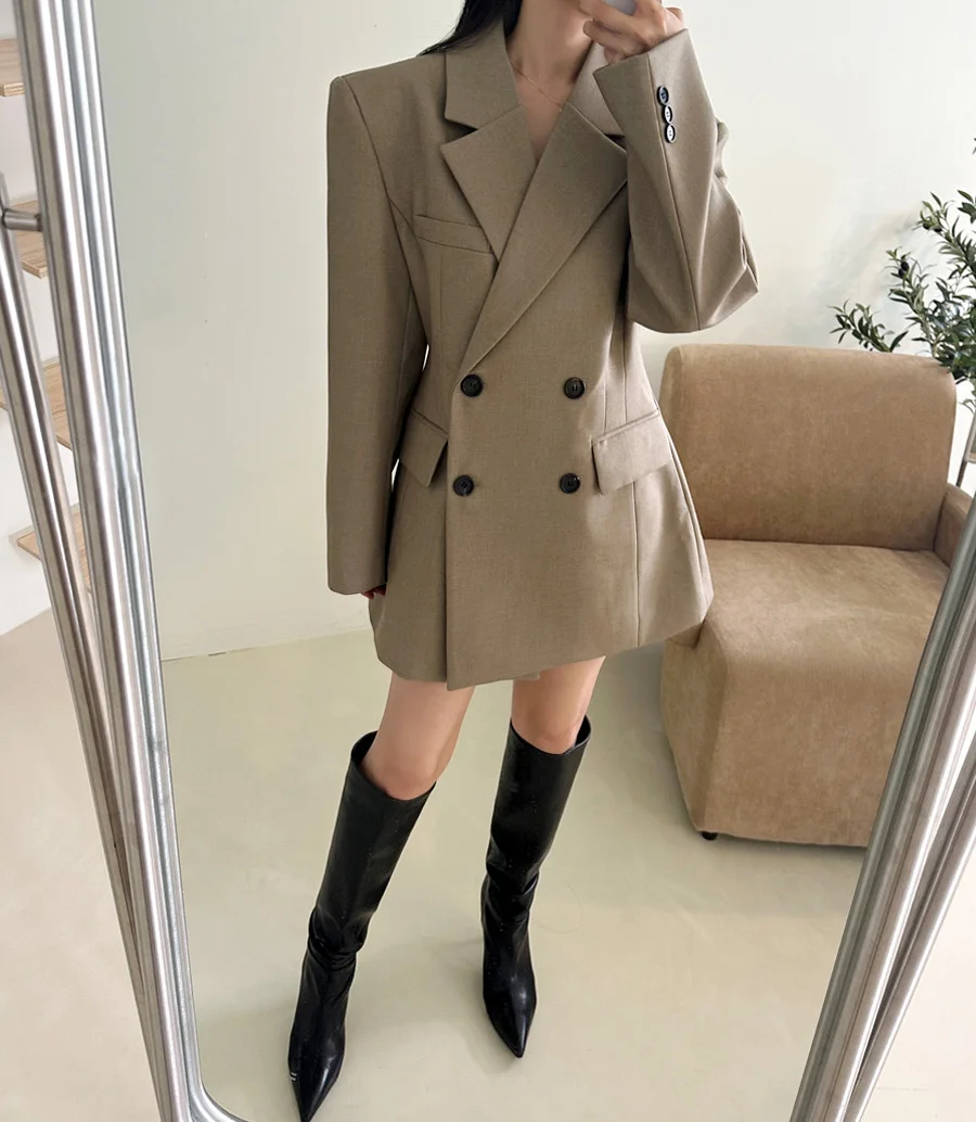 Autumn New Elegant Blazer Coats for Women Long Sleeve Office Lady Korean Fashion Casual Loose Street Trends Solid Blazers Jacket