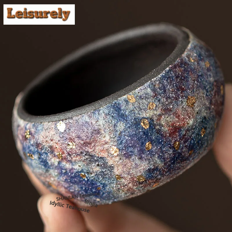 50ML Rock Mineral Point Gold Teacup Traditional Tea Bowl Tea Pair Tea-tasting Fragrance Cup Chazhan Master Cups Household Cafes