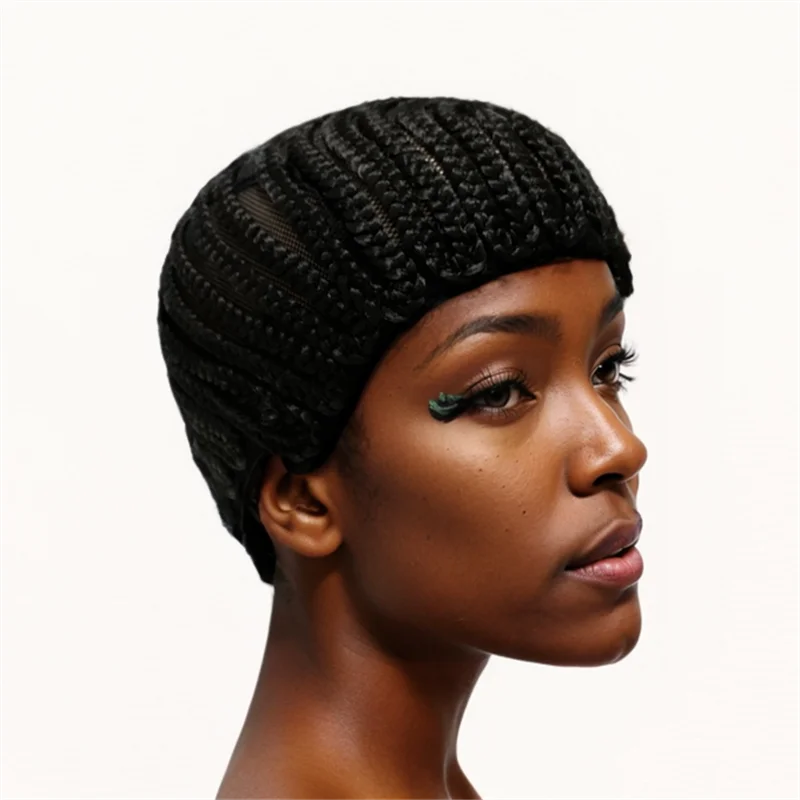 1PC Adjustable Braided Wig Cap for Crochet Hair Braids Breathable Cornrow Cap for Easier Sew in Weave Hair black ponytail wig