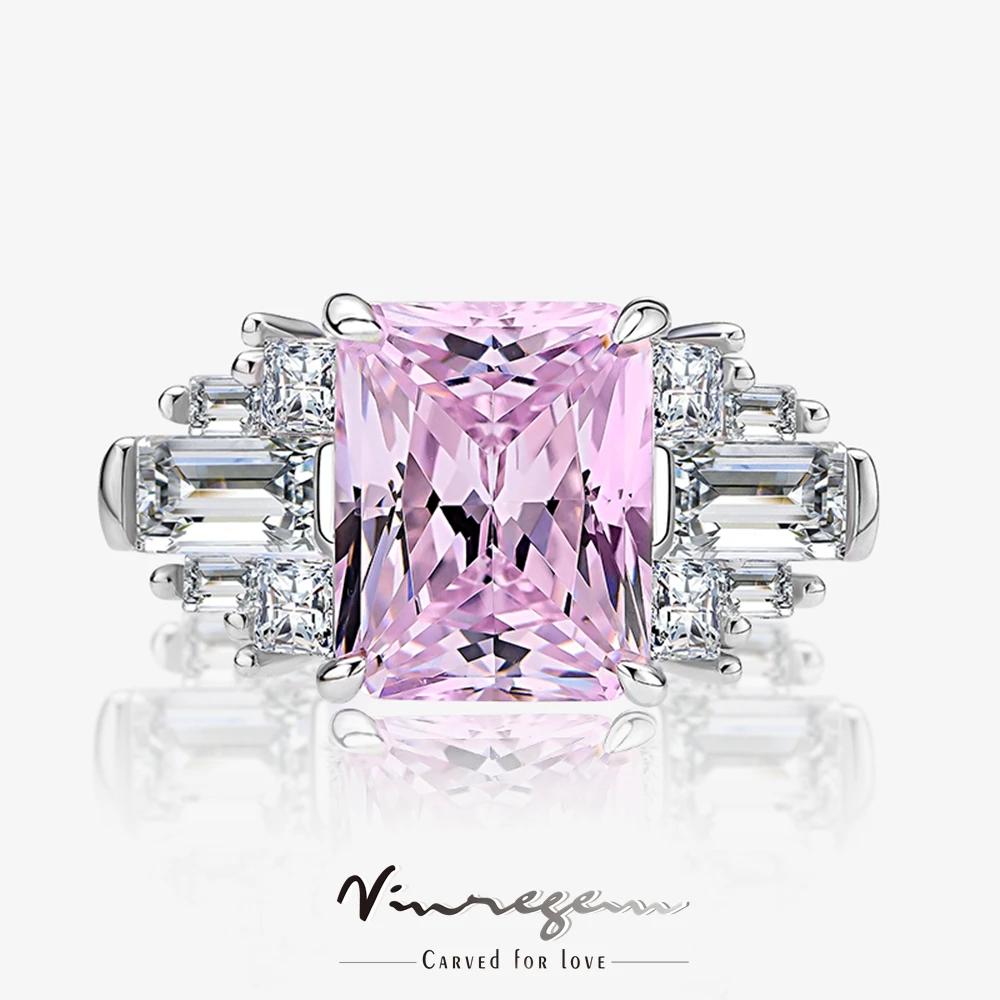 

Vinregem Real 925 Sterling Silver Crushed Ice White Pink Yellow Sapphire Synthetic Moissanite Ring for Women Gift Drop Shipping