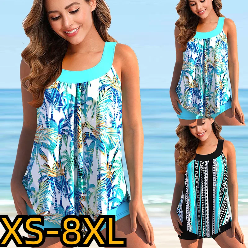 

2023 Women Sexy Tankini High Waist Swimsuit Vintage Regular Monokini Swimwear Female Bikinis Summer Two Piece Set Bathing Suit