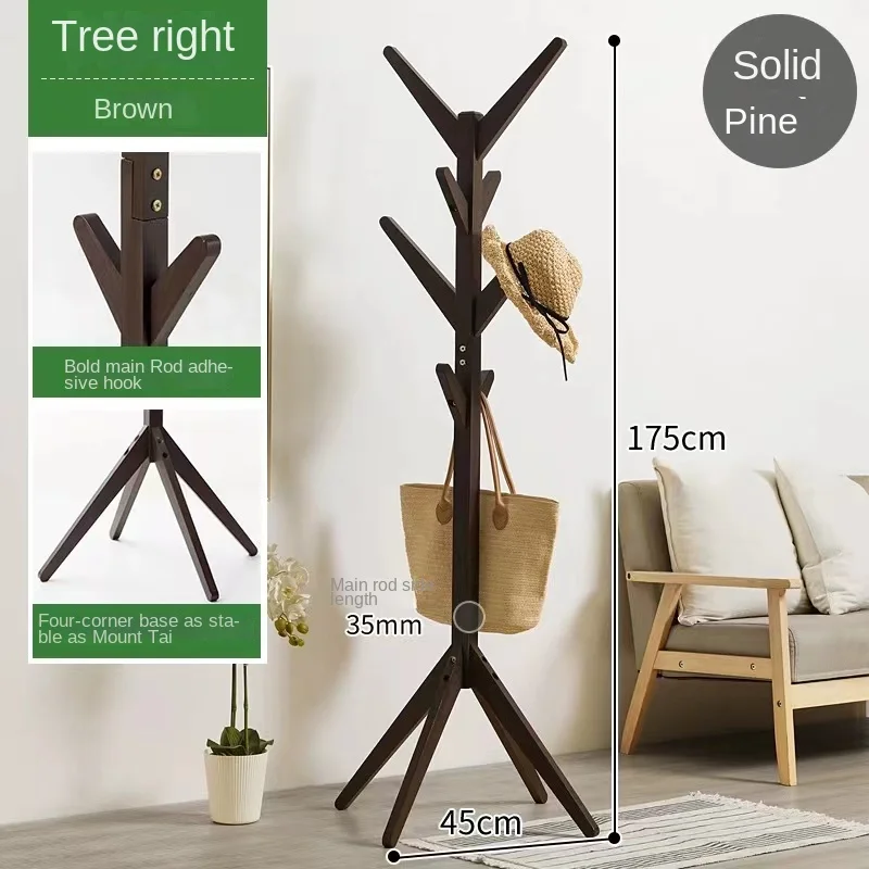 Household Clothes Hanger Solid Wood Clothes Hanger Bedroom Simple Floor To Floor Minimalist Office Living Room