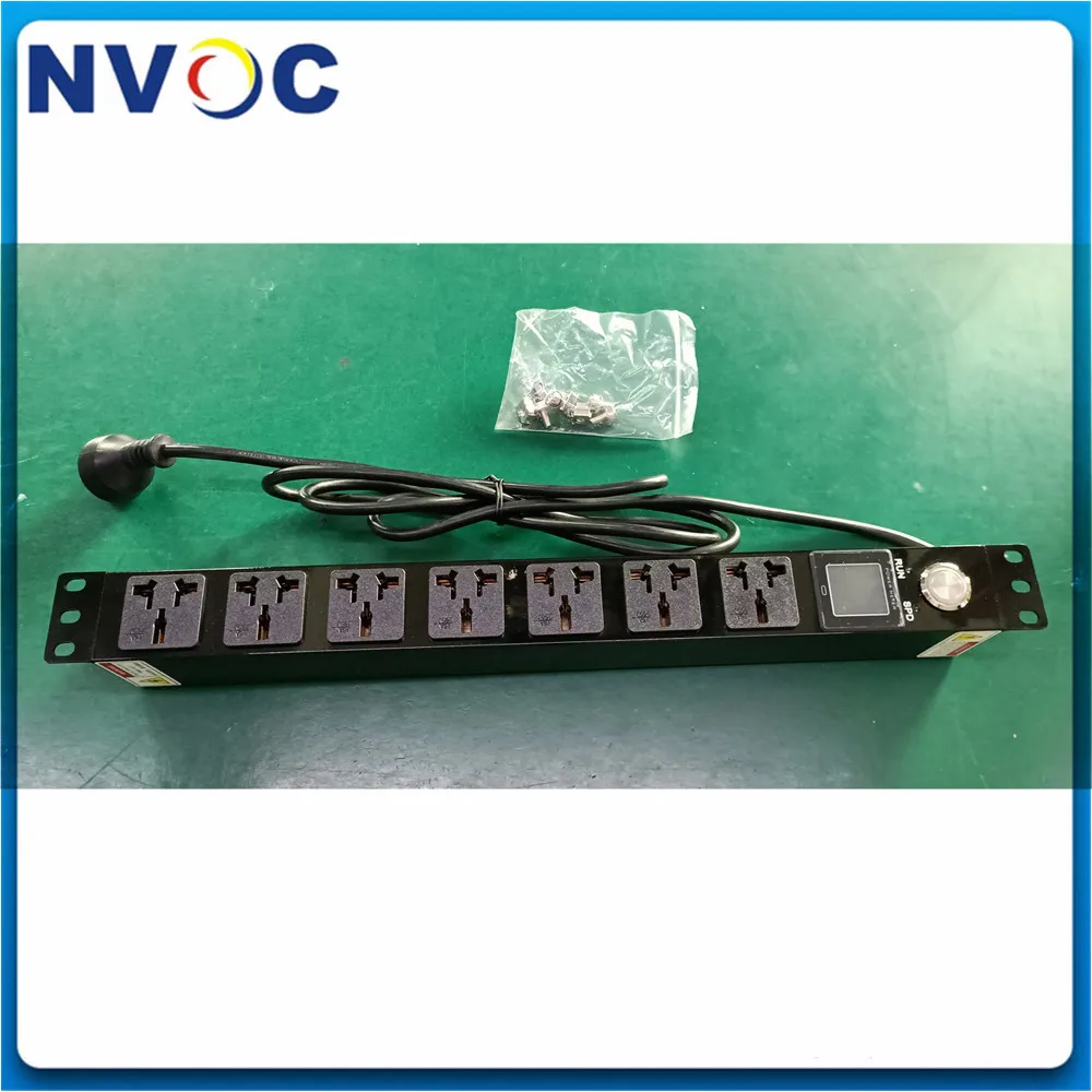 

19Inch 1U 7WY10 Metered PDU Power Distribution Unit,Horizontal 19"Inch 1.8M Square Meter Smart IPDU 7Ports 3Pin Universal Socket