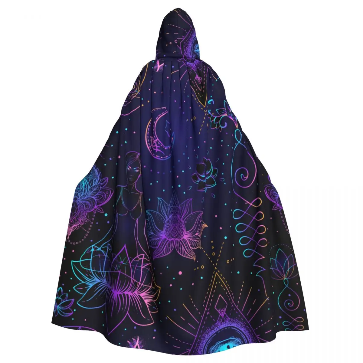 

Hooded Cloak Unisex Cloak with Hood Sacred Geometry Symbols Cloak Vampire Witch Cape Cosplay Costume