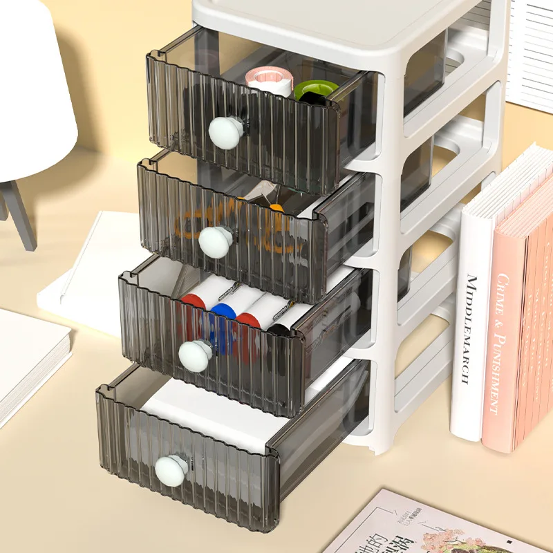 Desktop multi-layer cosmetics storage box, office storage cabinet, drawer style student dormitory stationery storage cabinet,