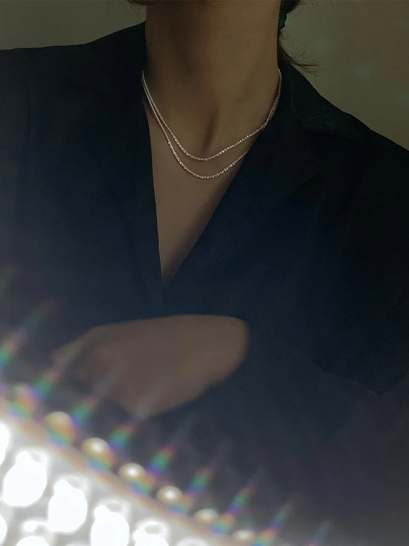 

S925 Silver Babbitt Necklace Women's Light Luxury Minority Neck Chain clavicle Simple Temperament Cold Wind Sparkling