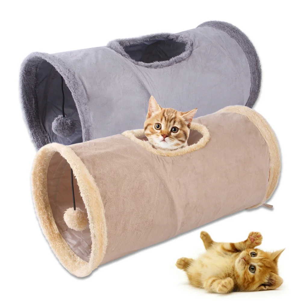 

Collapsible Cat Tunnel Toy Suede Fabric Kitten Rabbit Play Chase Hide Tunnel Tube Indoor For Pet Game Exercising Hiding Training
