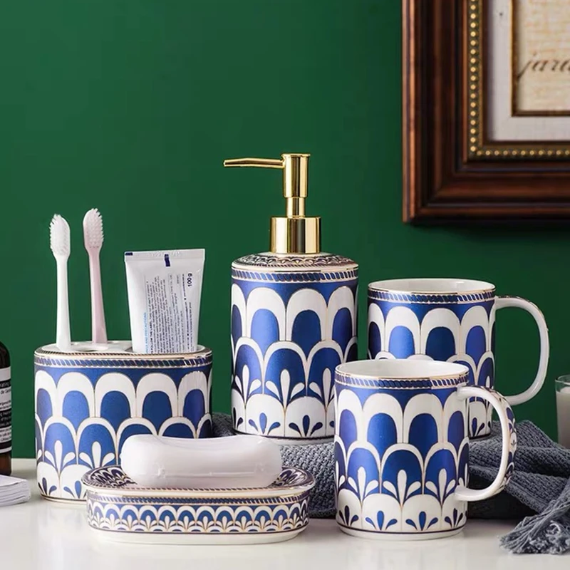 

2020 Hotel Usage Soap Dish And Lotion Bottle Tumbler Ceramic Bathroom Accessories Set Porcelain