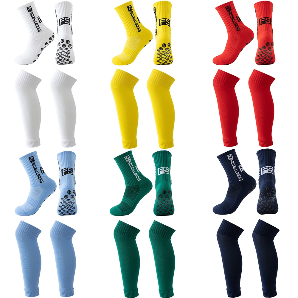 Sports Socks 1 pair of combination adhesive point anti slip sweat and odor resistant football sports socks + leg protectors