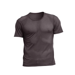 Men's Breathable Mesh Quick - Dry V - Neck Sports T - Shirt - XXXL (GRAY)