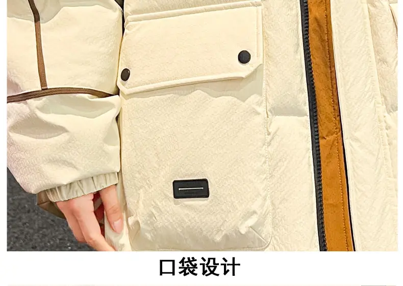 Lässige Herren-Jacken mit Kapuze, Baumwolle, gefüttert, 2025, Herbst-Winter, Jugend, High Street, Oberbekleidung, lockere warme Parkas, winddichte Oberteile, Kleidung – Detail 19