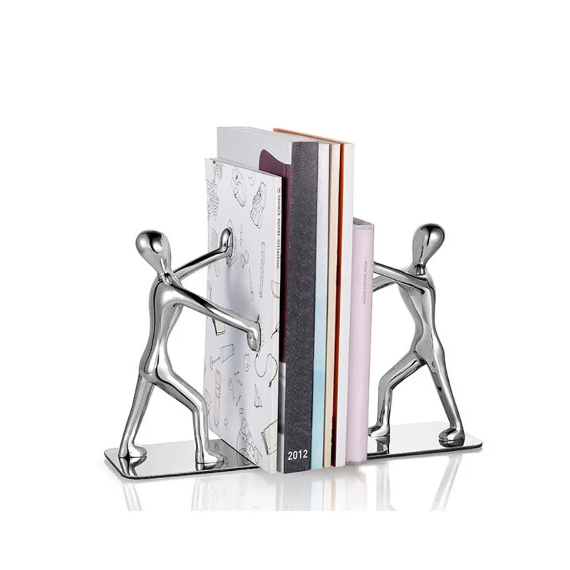 

Creative 2PCS Golden Boy Bookends Book Stand Holder Bookshelf Desktop Organizer Shelf Office Accessories Stationery