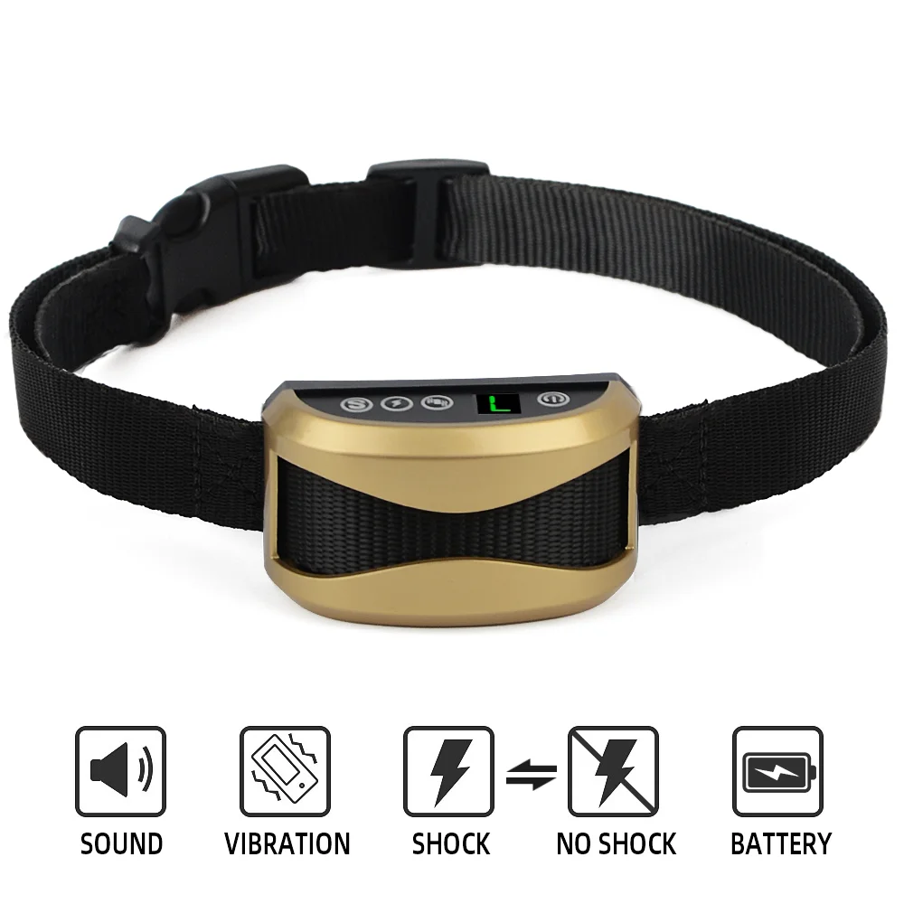 Collar sin ladridos para perro, descarga eléctrica, entrenamiento automático, deja de ladrar, vibración, dispositivo recargable e impermeable Hogar y jardín