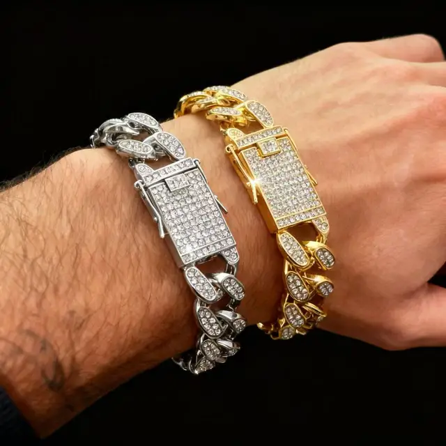 HNSP 20MM Wide Miami Cuban Chain Bracelet For Men Thick Hand Chain Hip-hop Rock Jewelry Accessory Gifts