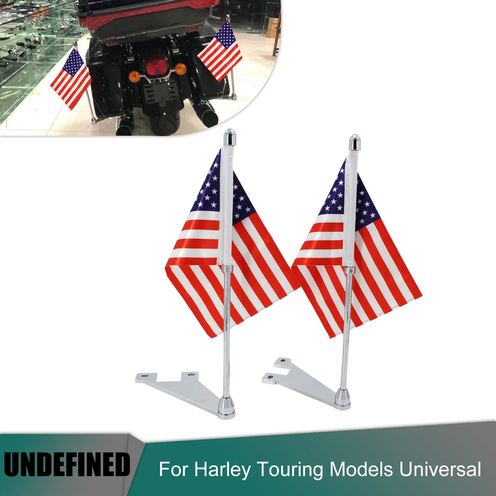 

2pcs Motorcycle America Flagpole Rear Side Mount Exhaust Pipe Trim Flag Pole For Harley Touring Road King Electra Street Glide