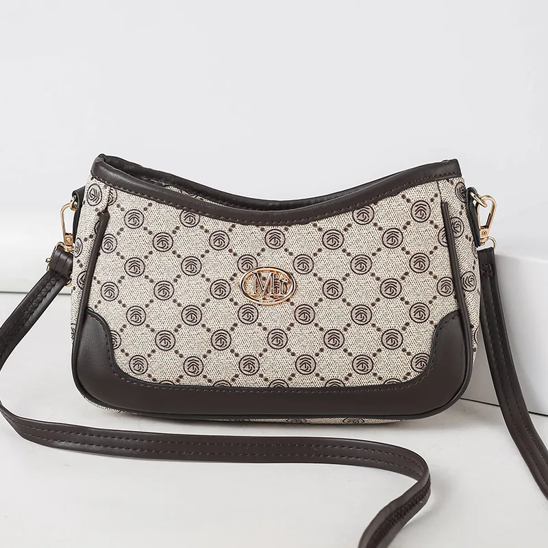 

PU Leather Textured Shoulder Bag for Women 2023 New Fashion Vintage Pattern Crossbody Bag Purse Classic Versatile Female Bag