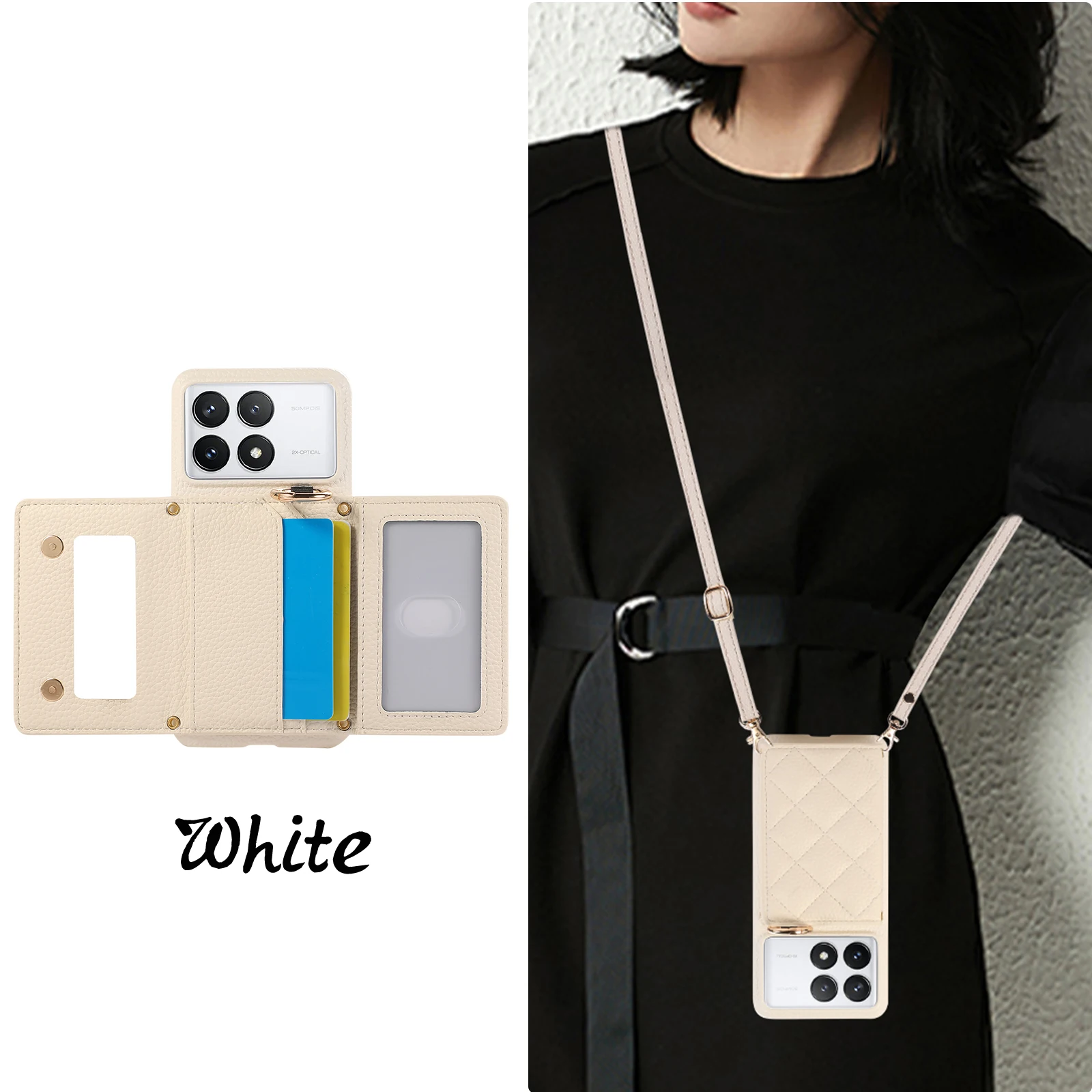 Étui portefeuille en cuir avec porte-cartes et anneau pour Xiaomi Redmi Note 13 Pro Plus 12 13C 13T POCO X6 NEO Triple Fold Cover_voghion.com