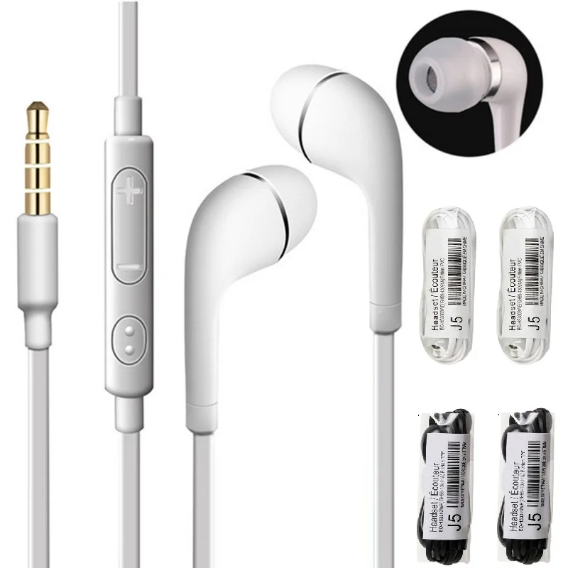 

100 Pcs High Quality J5 Headsets In-ear Earphones Hands-free with Mic For Samsung S3 S4 S5 Universal 3.5mm jack Earbuds Cheap