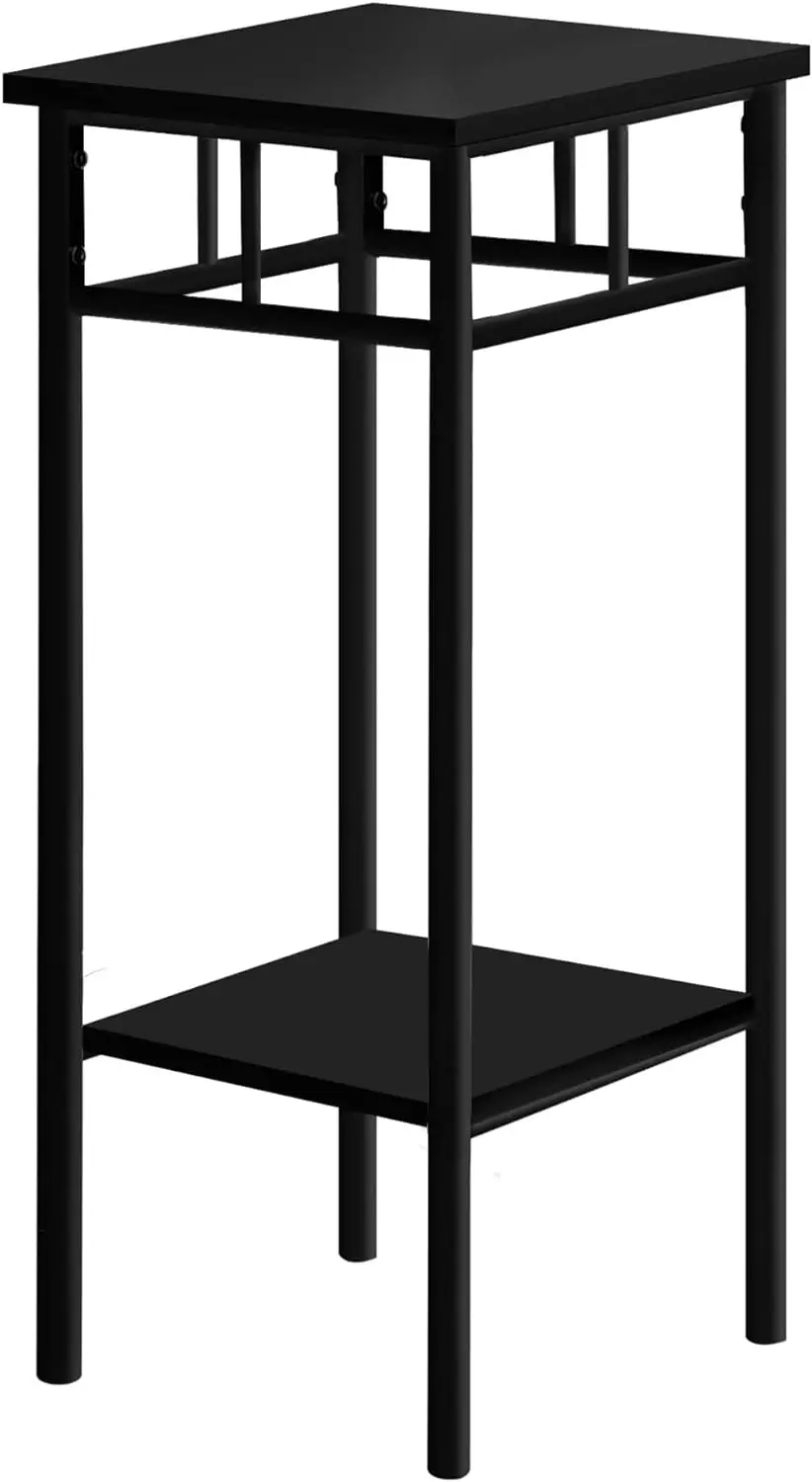 

Accent Table, Side, End, Plant Stand, Square, Living Room, Bedroom, Metal, Laminate, Black, Contemporary, Modern Table-28, 12 S