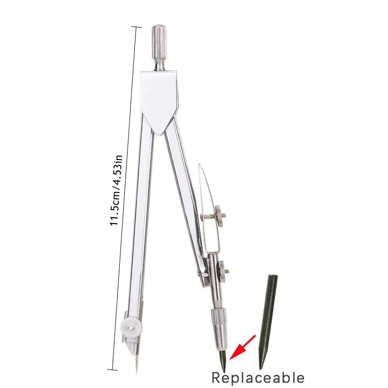 Premium Metal Compass Set with Replacement Refill - Perfect