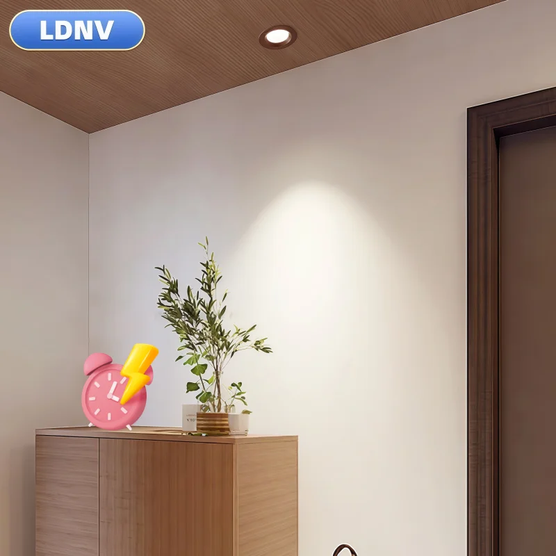 Led 레트로 통 매입형 호두 나뭇결 눈 보호 침실 천장 조명 천장 조명 통 LDNV