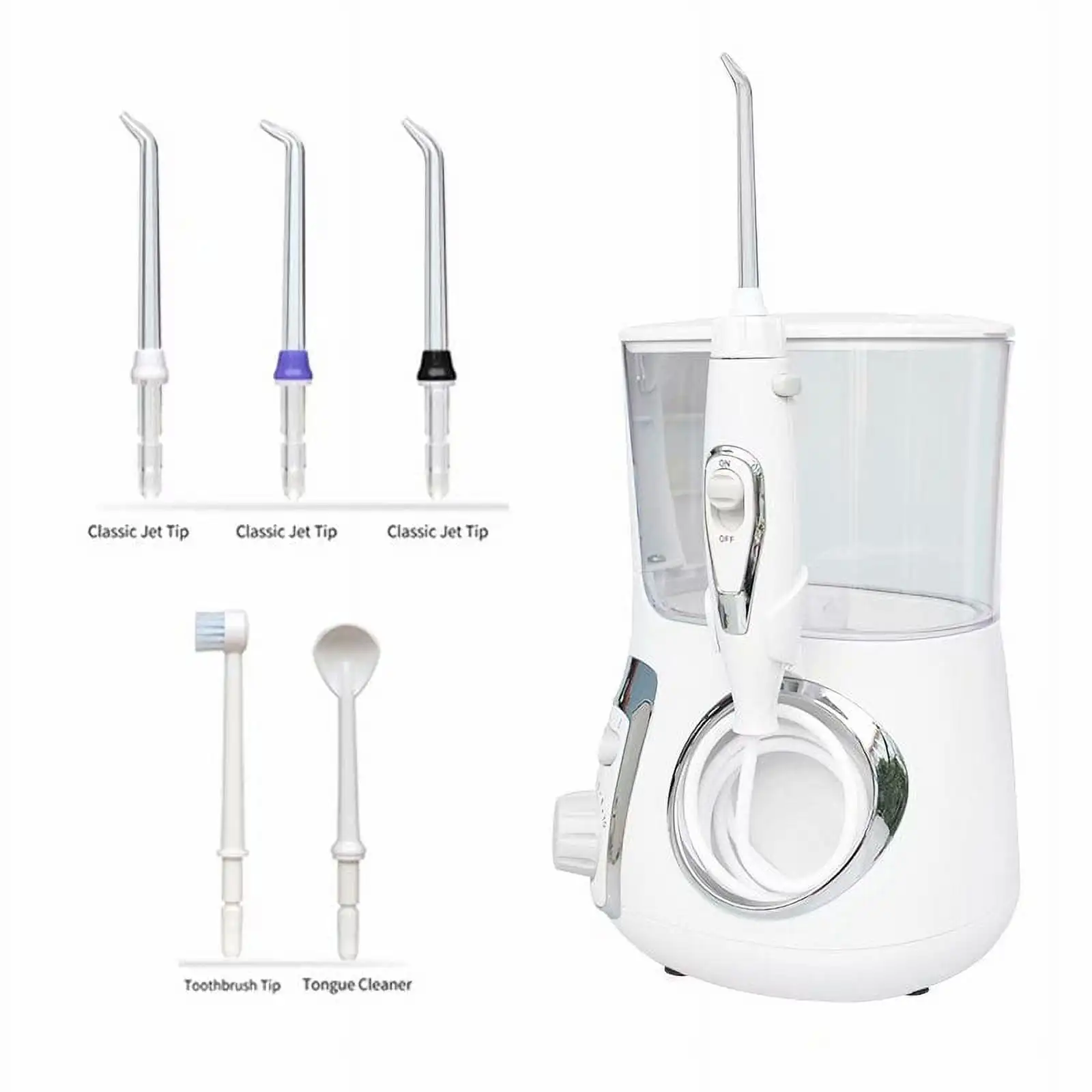 

Water Flosser Oral Irrigator with 10 Adjustable Water Jet Pressures, 800ml Capacity and 5 Multiuse Tips