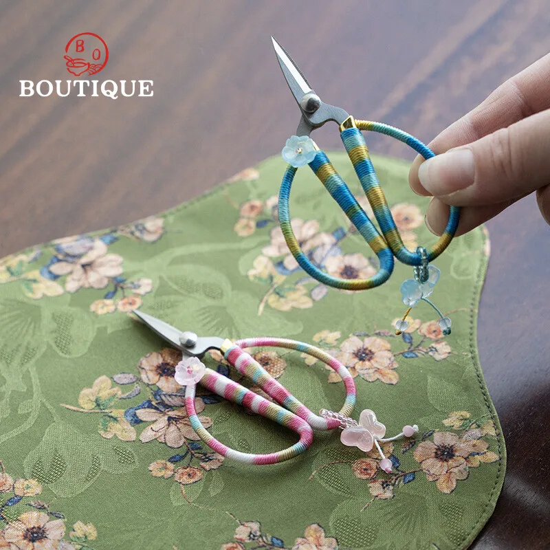 Chinese Butterfly Flower Handmade Mini Tea Scissors Tea Art Scissors Protable Knife Needles Ceremony Accessories