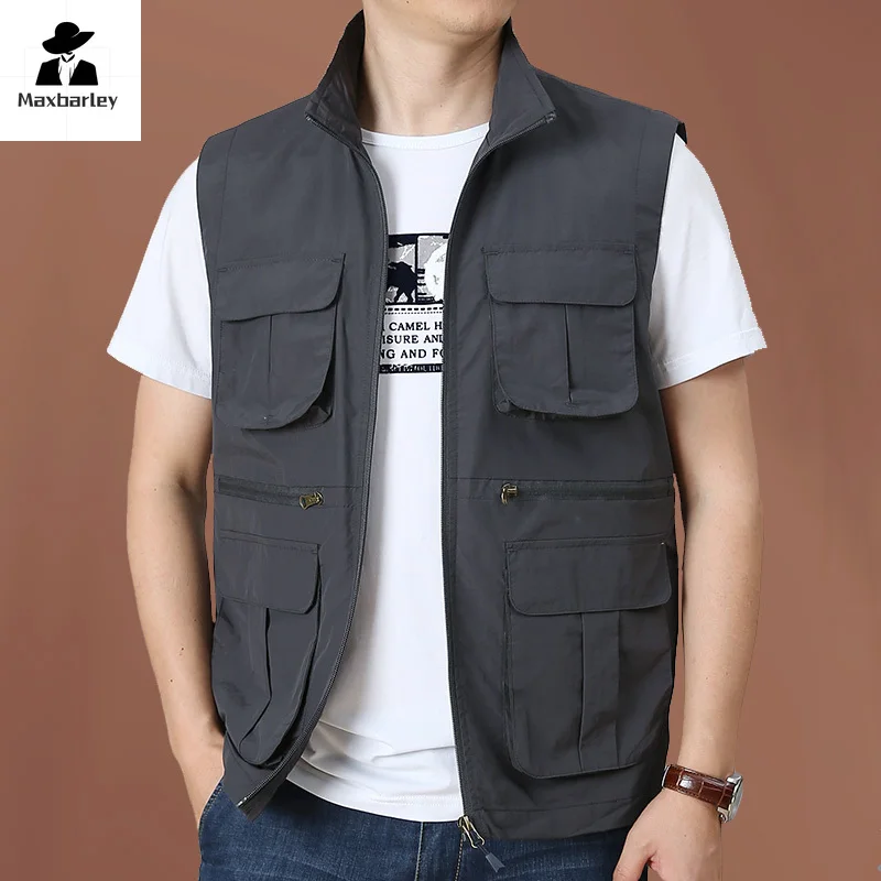 Tactical Vest For Men Golf Hunting Large Size Men's Camping Sleeveless Jacket Multi-pocket Work Padded Luxury MAN Clothing Denim